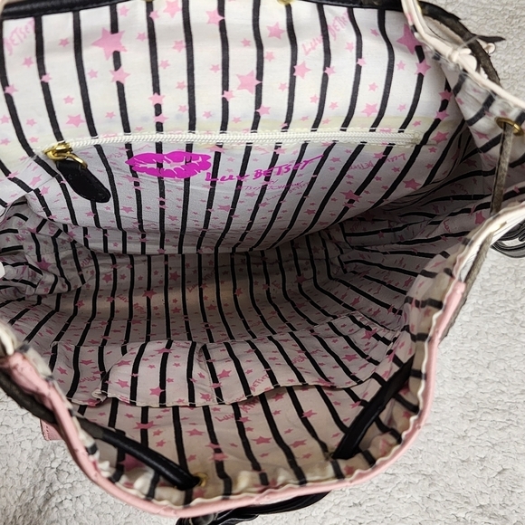 Betsey Johnson Full Size Pink Cat Backpack with Black and White Stripes - Picture 10 of 13